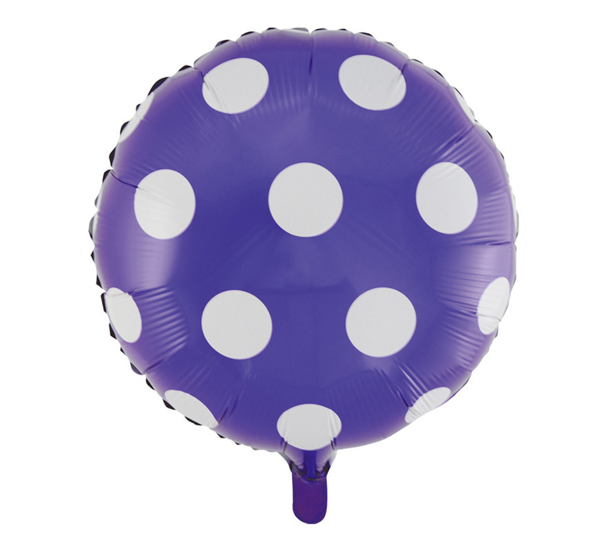 Ballon Aluminium Rond Violet Pois De Po