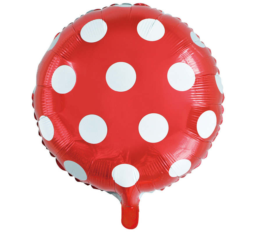 Ballon aluminium rond rouge à pois 46 cm