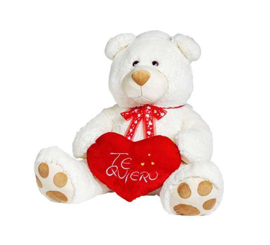 Peluche Oso Blanco Corazon Te Quiero Cm