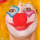 Clowns, circus, harlequins and buffoons make-up