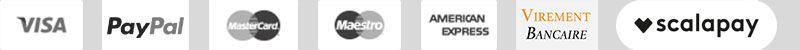 VISA, PayPal, MasterCard, Maestro, American Xpress, Virement
