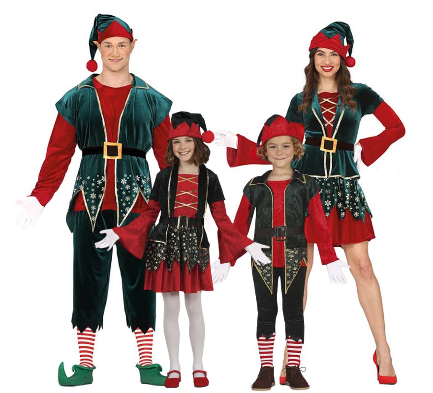 Costume D'Elfe De Noël Pour Adulte - Déguisement Lutin Assistante Du Père Noël (Robe, Chapeau, Ceinture, Bas, Accessoires)
