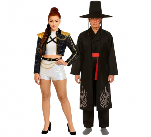 Pareja de cantante golden y demonio