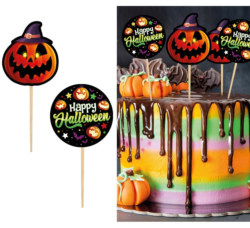 12 Decorative Toothpicks with Pumpkin paper 6 cm