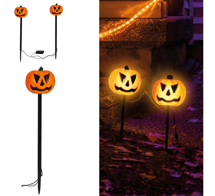 2 Pumpkin Lanterns with Garden Light 50 cm