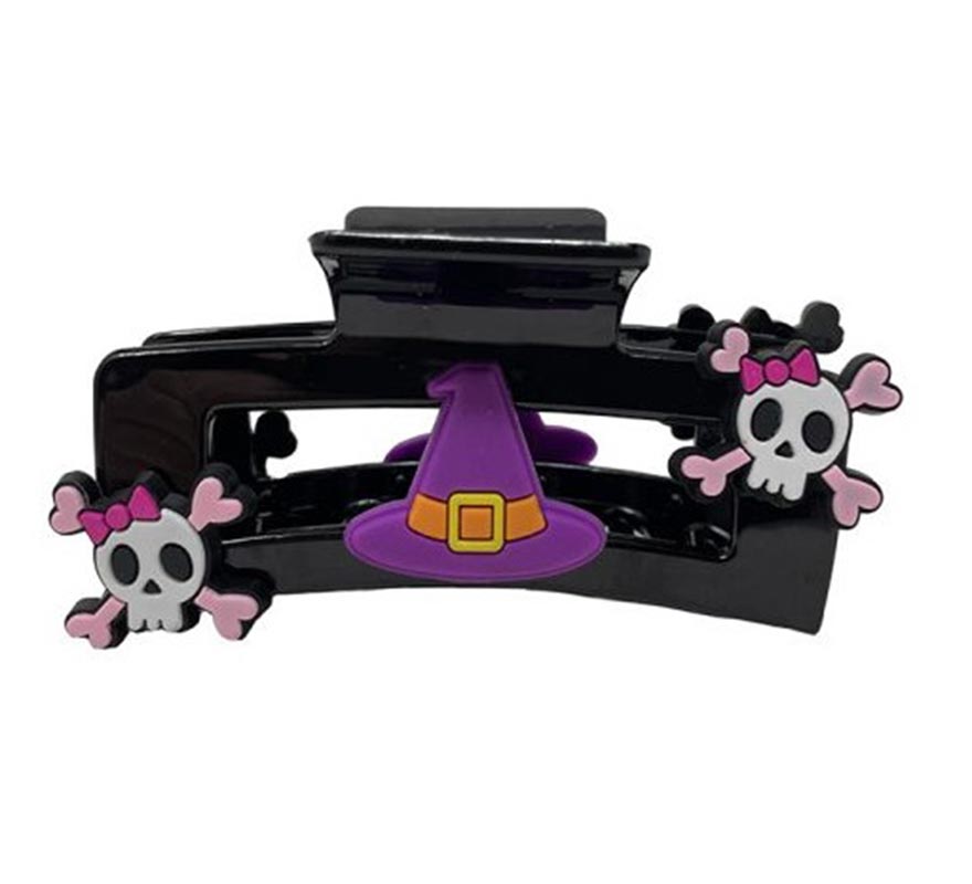 2 Pirate and Witch Skull Hair Clips 9cm