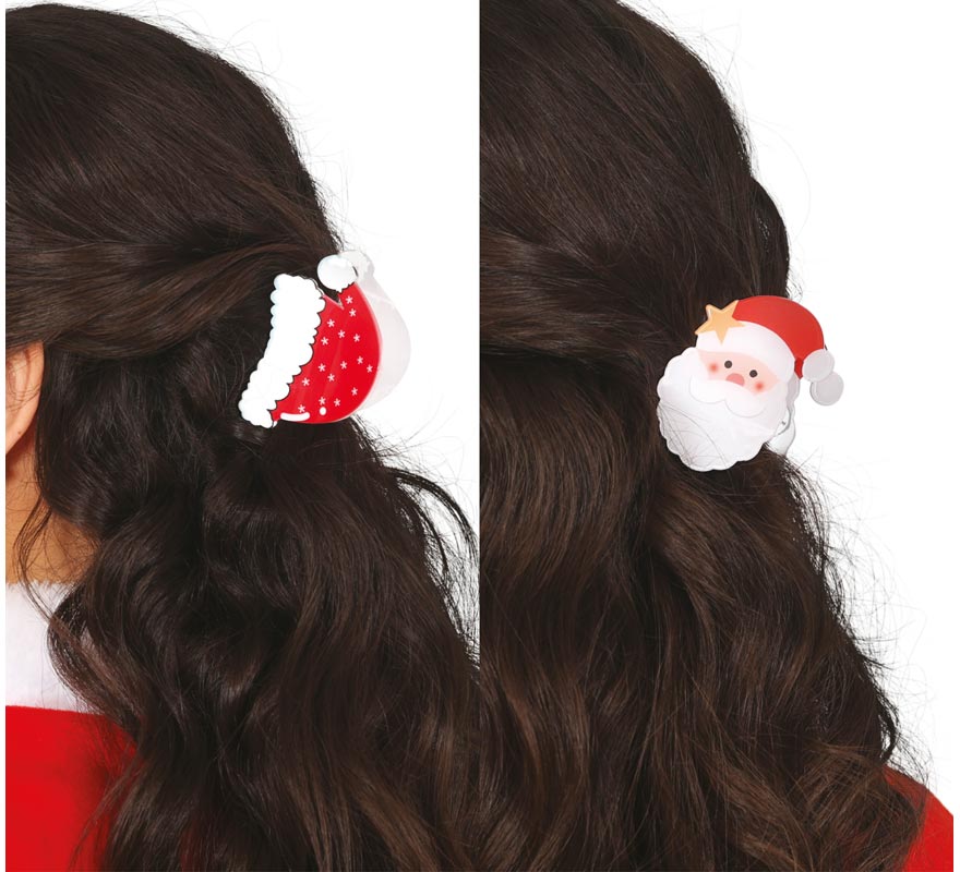 2 Grampos de Cabelo de Papai Noel 7 cm