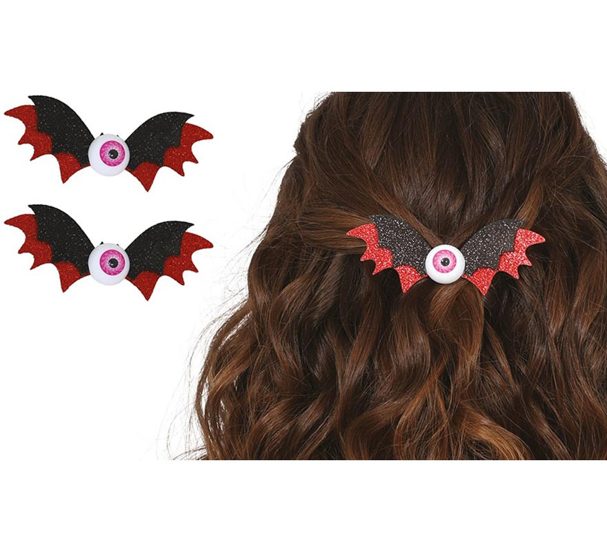 2 Bat Eye Hair Clips for Girls