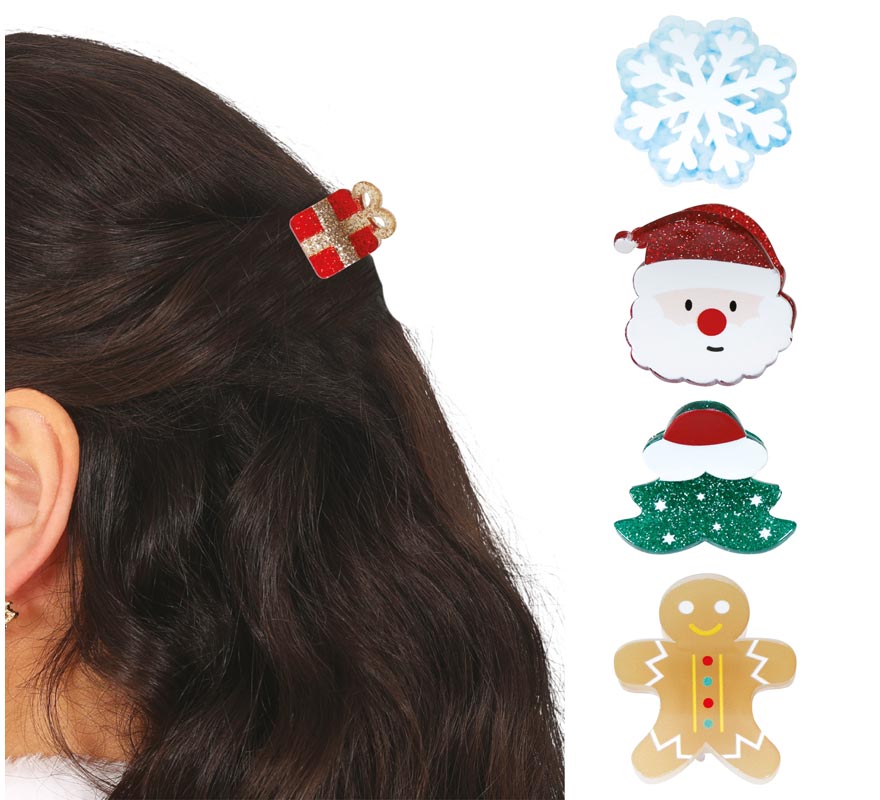 5 Christmas Hair Clips 3 cm