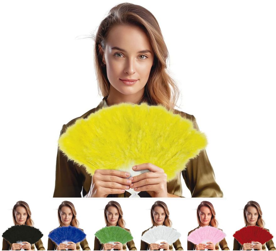 Leque com Penas de 16 Lâminas em várias cores