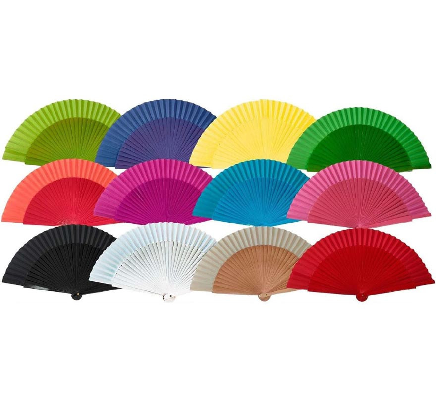 Smooth wooden fan from Sevillana or Chulapa in various colors of 23 cm