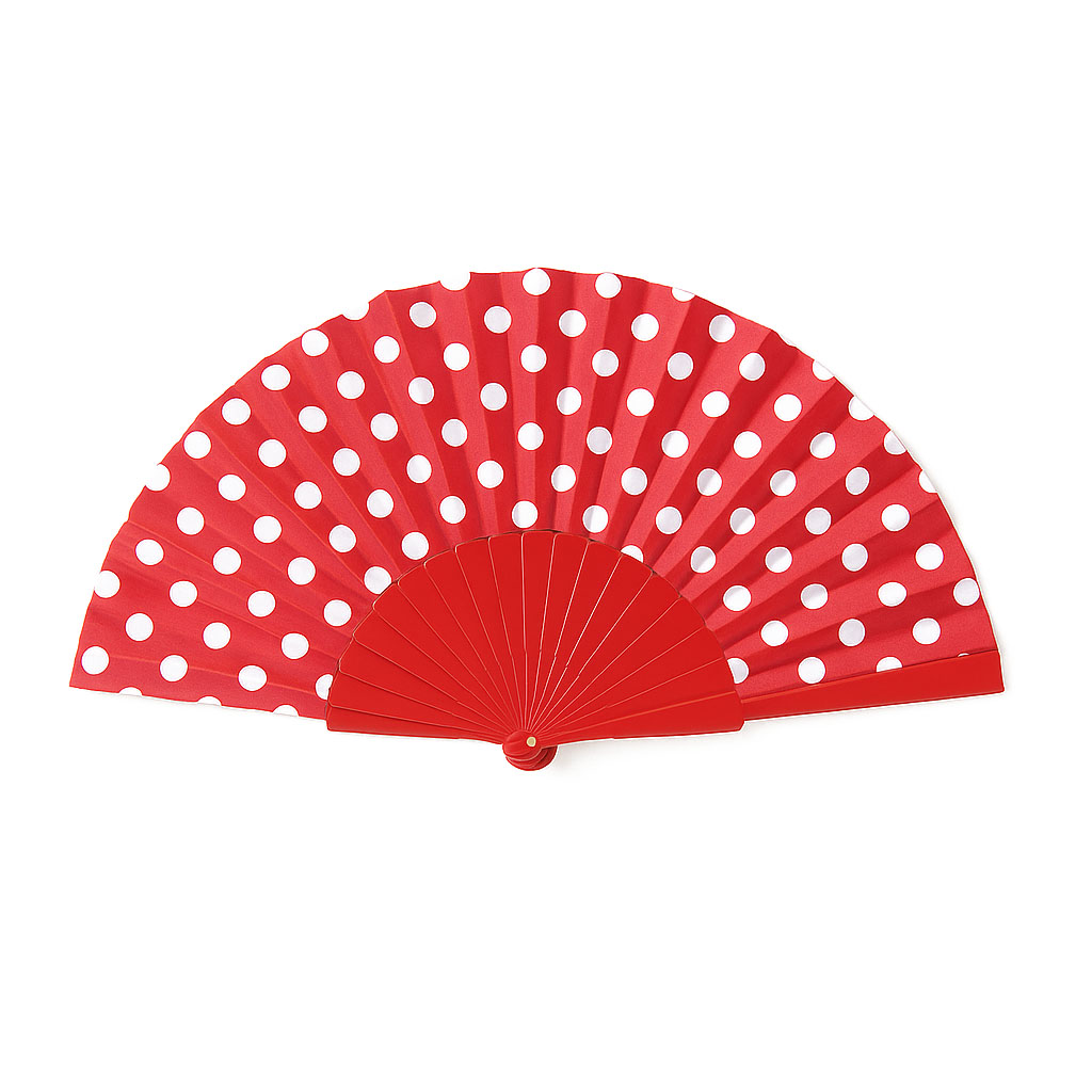Leque de Plástico 43 cm com Bolas Brancas em várias cores