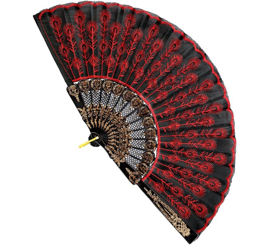 Red and black Gothic fan