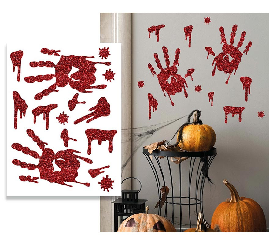 Glitter Blood Hand Sticker 30x40 cm