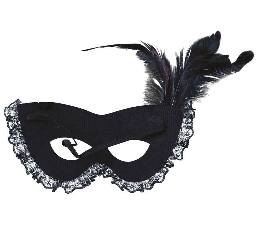 Schwarze Maske mit Spinne und Feder-1