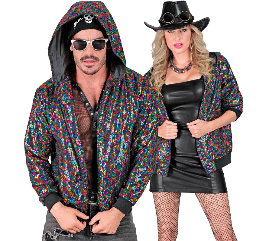 Disfraz o Abrigo Moda Fiesta neón multicolor para adulto