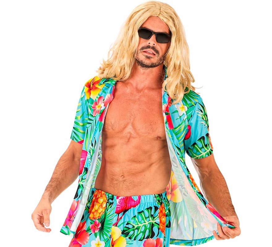 Chemise hawaïenne à manches courtes et imprimé tropical pour homme