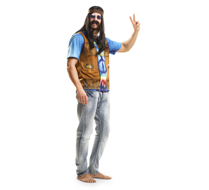 sugerir lluvia Peladura Camiseta disfraz hippie para hombre