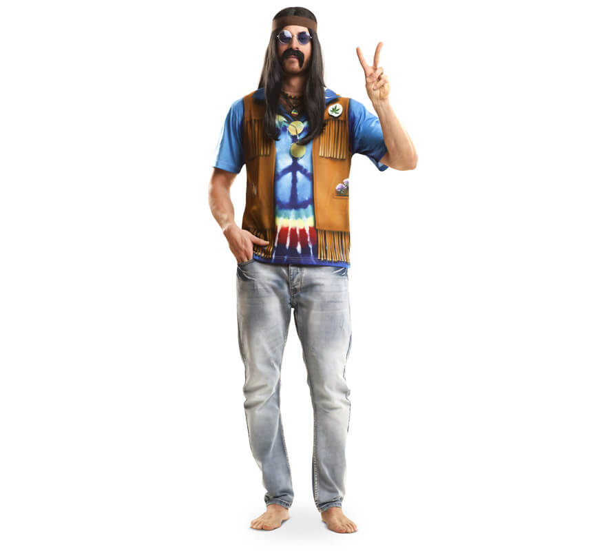 cojo proyector convergencia Camiseta disfraz hippie para hombre