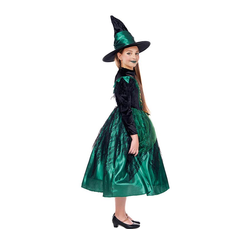 Costume Halloween Bambina Strega Verde alta qualita' non cinese