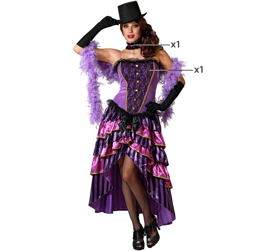 Elegantes lilafarbenes Can-Can-Kostüm für Damen-1