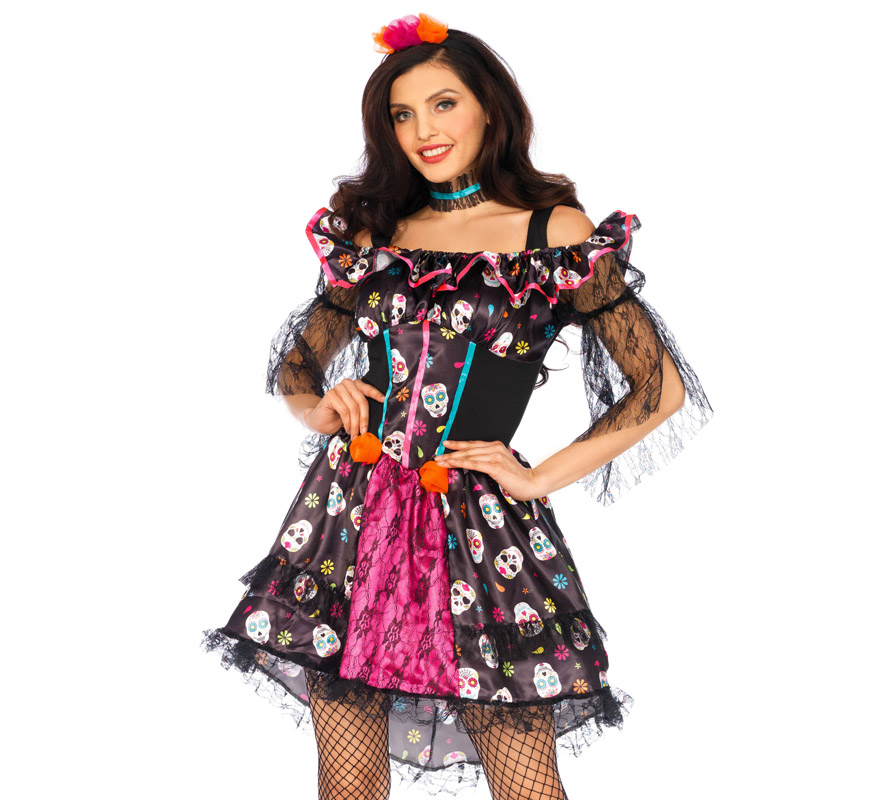 Disfraz de Catrina mexicana Largo barato – Tienda online de Disfraz de  Catrina Rojo Largo