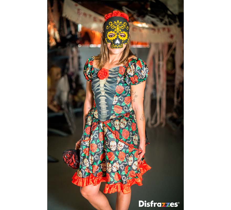 Disfraz de Catrina mexicana Largo barato – Tienda online de Disfraz de  Catrina Rojo Largo