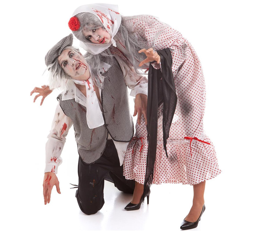 Disfraz de Chulapo Zombie con Maquillaje de Halloween para Hombre