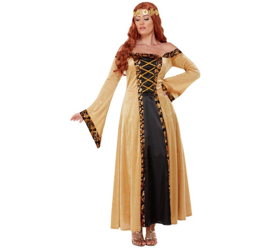 Disfraz de Condesa Medieval Dorado de lujo para mujer