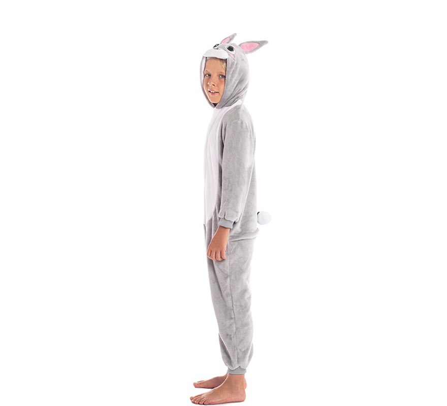 Costume da coniglio grigio e bianco per bambini