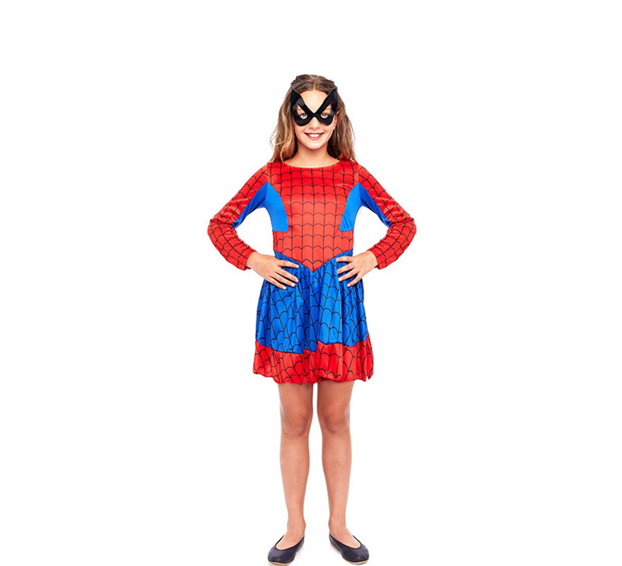 Costume da eroina ragno blu e rosso per bambina