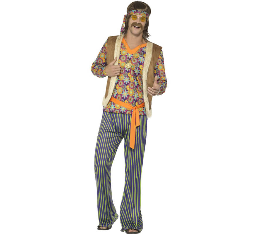 Déguisement hippie fleuri des années 60 pour homme