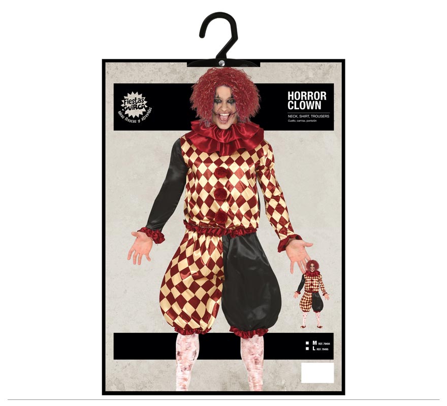 Kariertes Horror-Clown-Kostüm für Herren-0