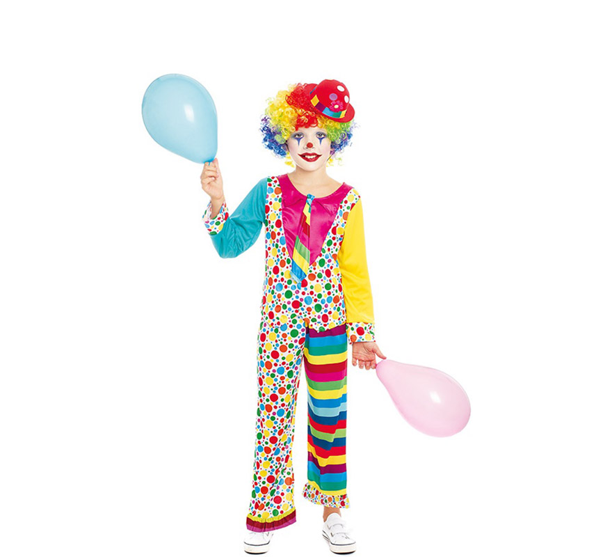 Déguisement de clown multicolore avec cravate pour fille
