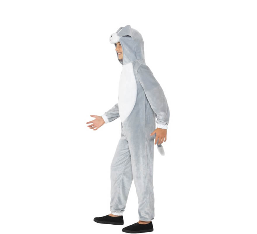 Costume da coniglio per bambini, Grigio, con tuta e cappuccio