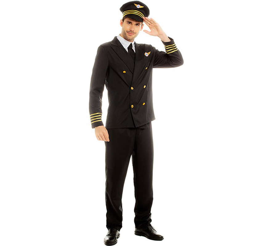 Set pilota Capitano di Carnevale per costume da uomo con strisce sulle  spalle, cappello da pilota, berretto da pilota, distintivo del costume da