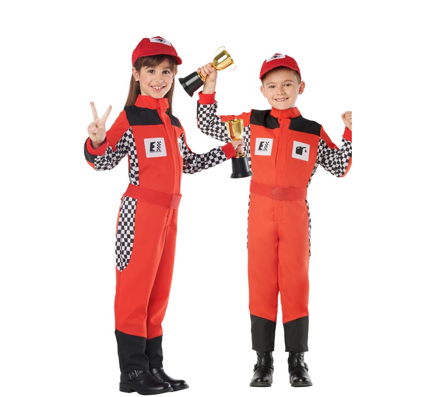 Disfraz de Piloto de Carreras Rojo para Niños