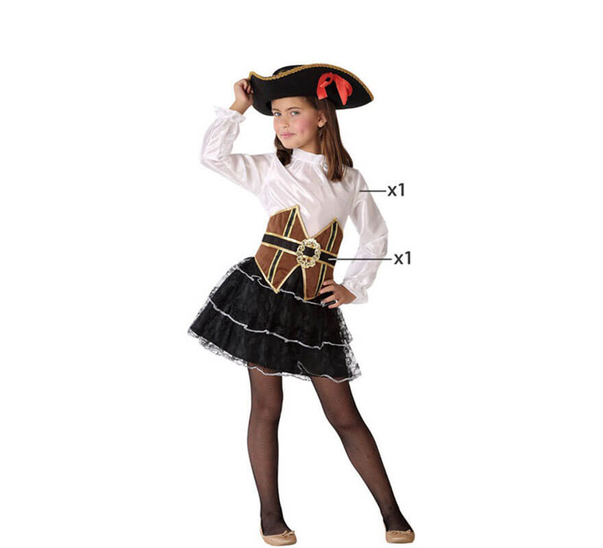 Disfraz de pirata para mujer, vestido de pirata blanco, corsé
