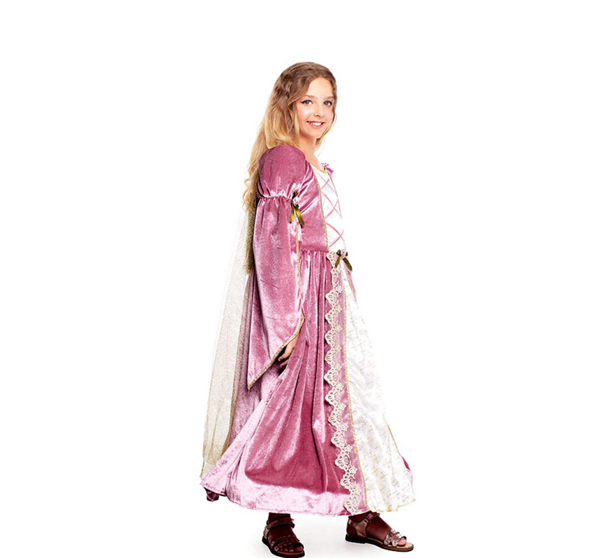 Déguisement princesse médiévale rose et or fille