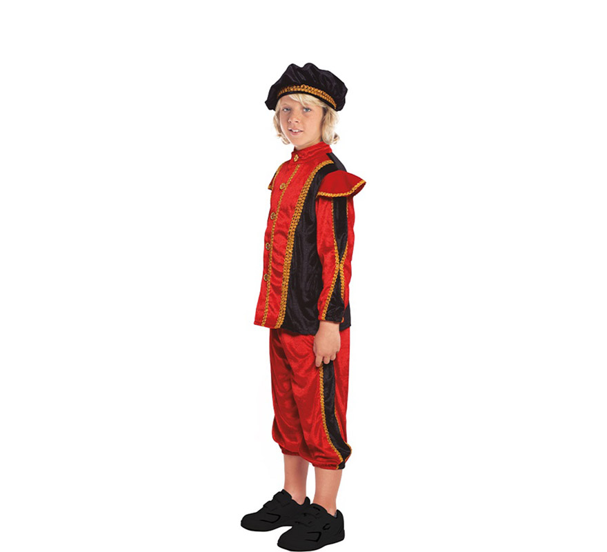Artista silencio consumo Disfraz de Trovador Medieval Rojo para niño