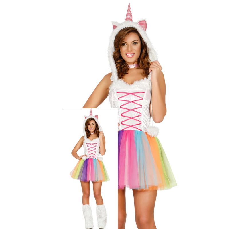 Disfraz de Unicornio Multicolor con tutú para mujer