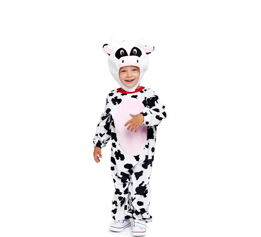 Disfraz de Vaca manchas negras con capucha para bebé y niño