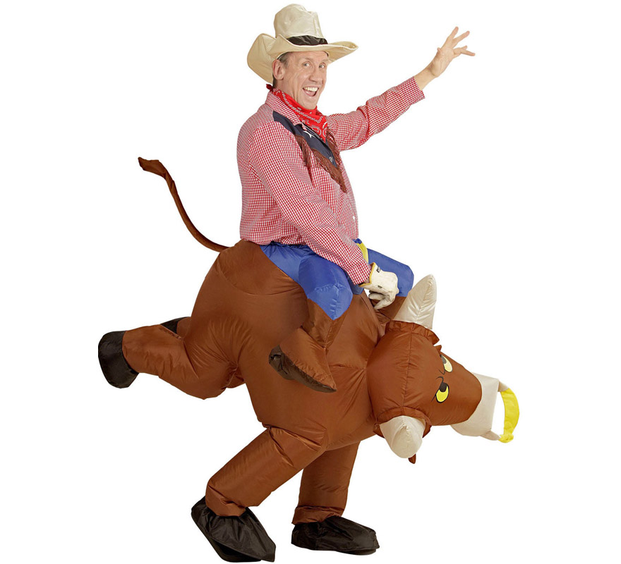 Costume da toro scatenato da cowboy gonfiabile per adulto
