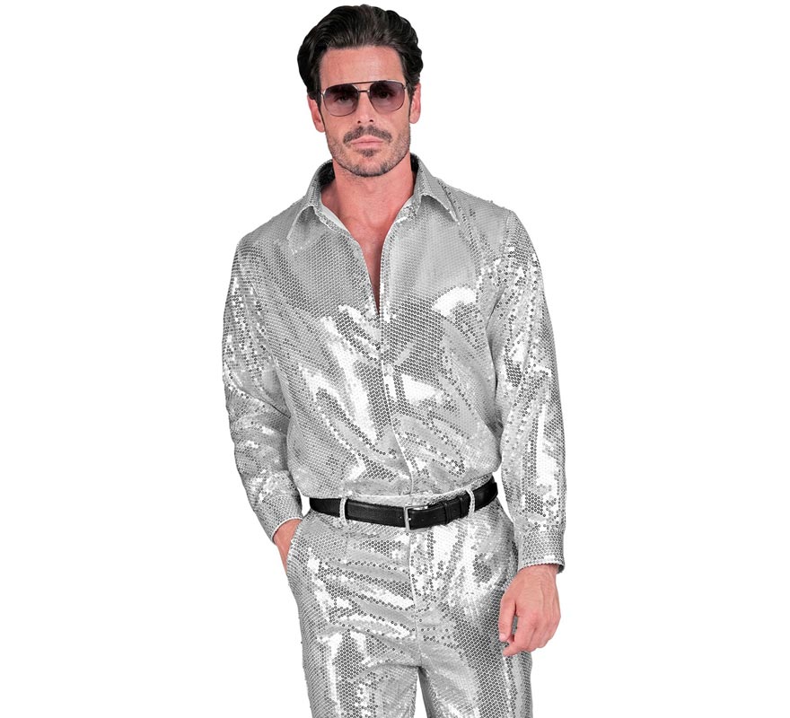 Costume moda argento o camicia con paillettes per uomo