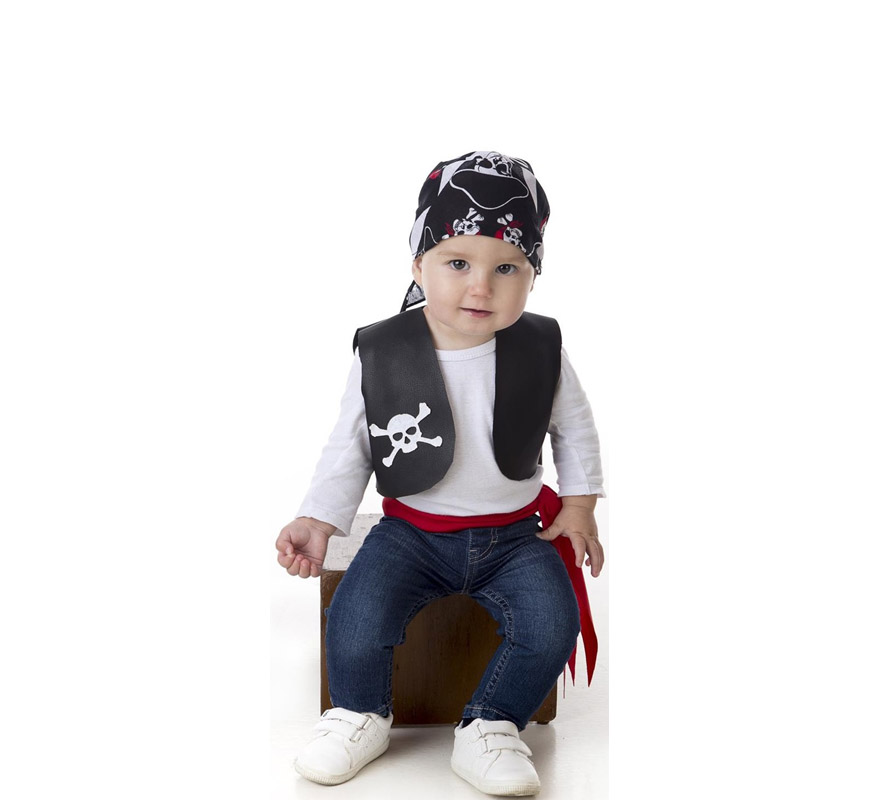 Disfraz o Kit de Pirata Chaleco Calavera para bebé