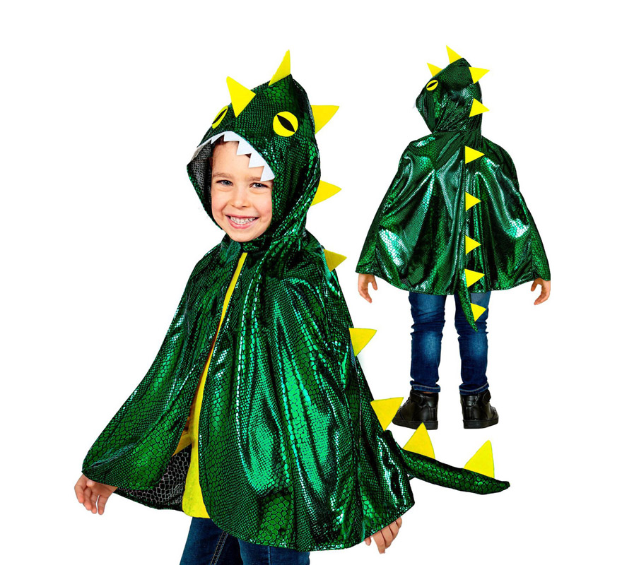 traducir bienestar Noticias Disfraz o Poncho de Dragón Verde Brillante con Capucha para niños