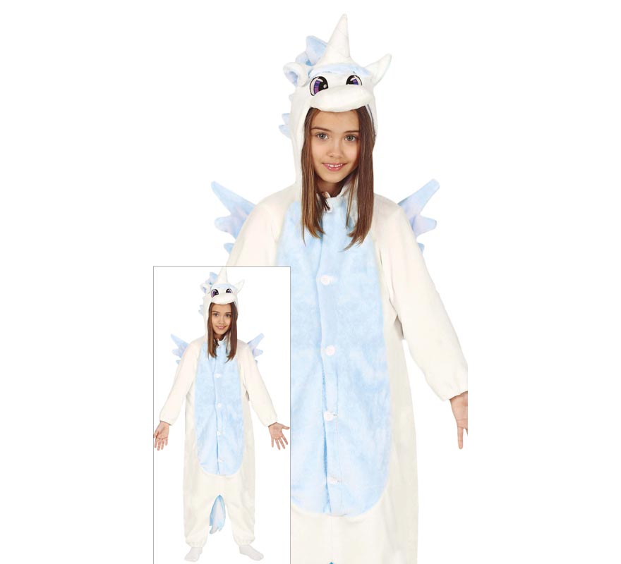 Fato de pijama de unicórnio azul para criança