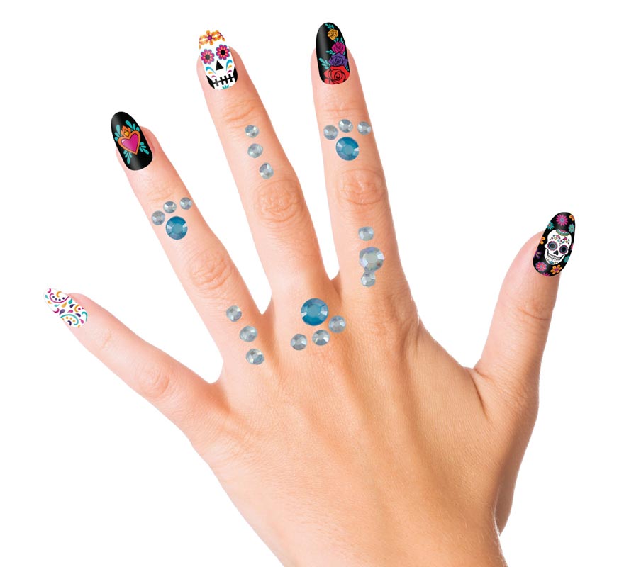 Bijoux bleus pour le visage et les ongles Diamants élégants-2