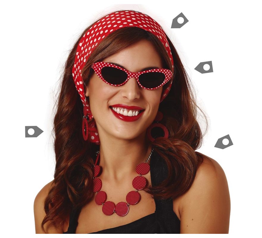Kit Années 50: serre-tête, lunettes, boucles d'oreilles et collier-0
