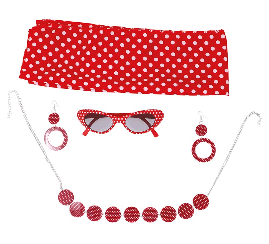 Kit Années 50: serre-tête, lunettes, boucles d'oreilles et collier-1